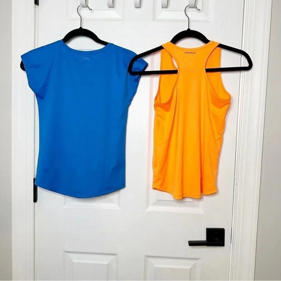 ADIDAS Girls Medium‎ 10/12 Blue Orange Athletic Workout Top Bundle - Picture 2 of 4